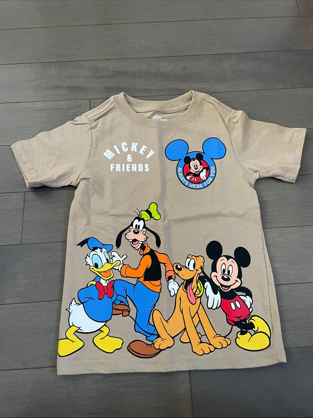 Disney Beige Kids Tee with Mickey & Friends Graphic